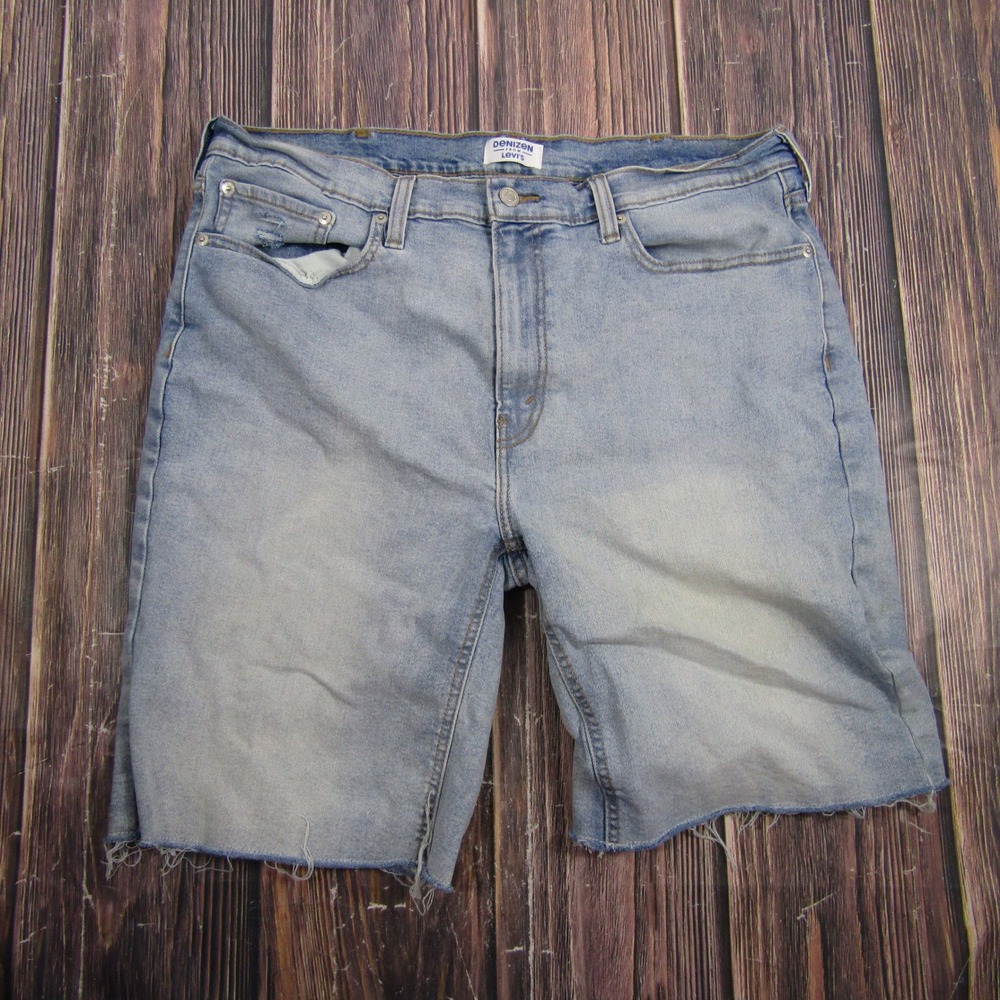 Denizen from Levi's Denim Shorts Mens Size 38 Light Wash Raw Hem Cut Off
